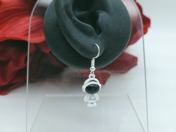 Astronauten Ohrringe mit Herz silberfarben